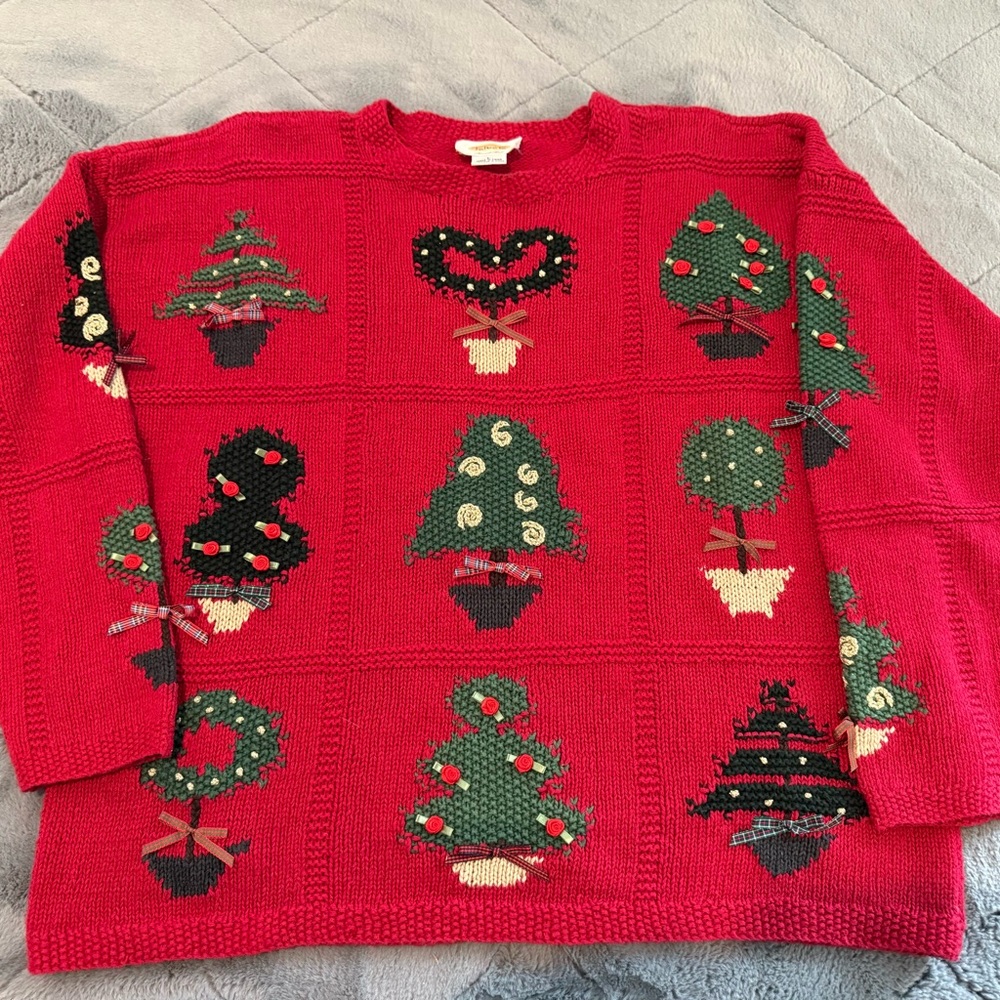 Vintage hand knit Talbots Christmas sweater large